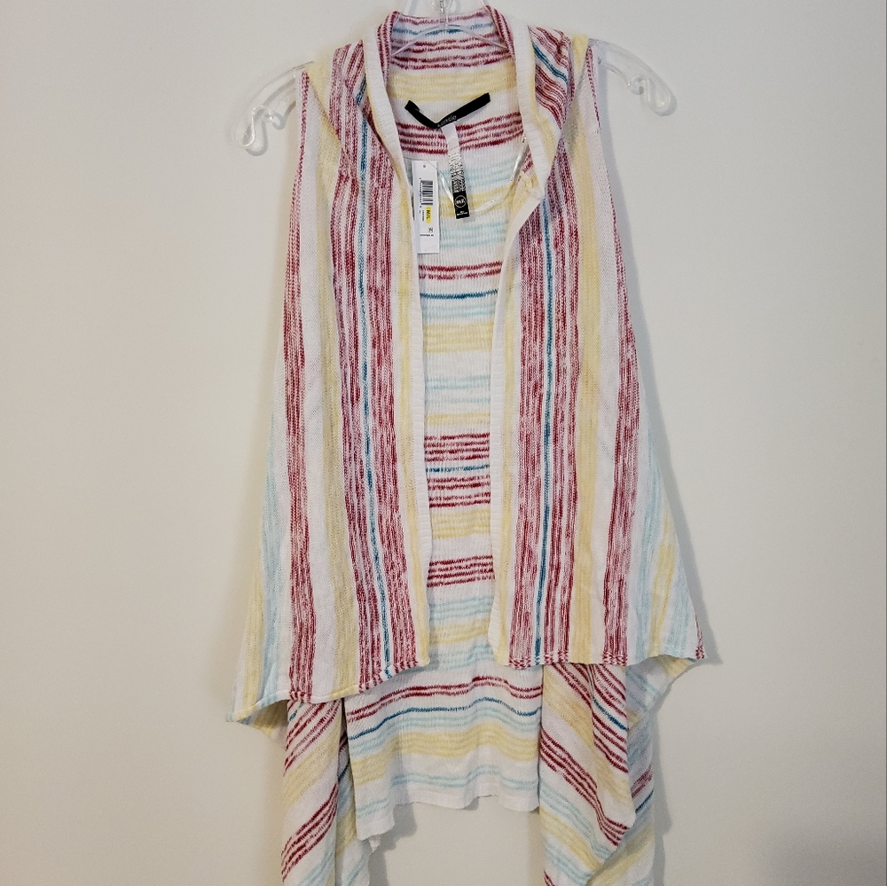 NWT!  Kensie Multi-Color Striped High Low Tunic Cardigan Size M/L